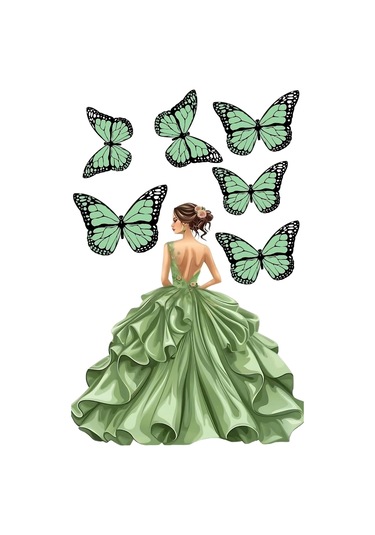 Yenilebilir Şekerli Kağıt Baskısı Cupcake Ve Pasta Resim Baskı Kelebek Ve Kız Temalı 18