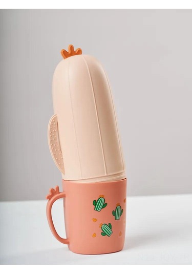 Youmex Seyahat Diş Fırçası Ve Macun Kutusu, Cactus Desenli, Taşınabilir, Sağlıklı Ağız Bakımı, Çocuklar Ve Yetişkinler İçin Pembe