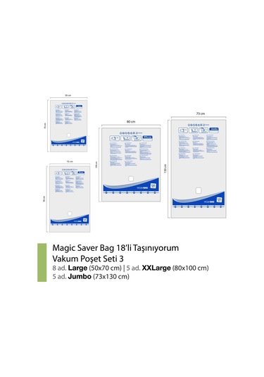 Magic Saver Bag 18´Li Taşınıyorum Vakumlu Poşet Seti 3