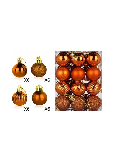 Skycity Klasik Kiremit Renkli 3cm Kabak Şekilli Noel Topları - Plastik电镀yapım, Ağaç Ve Tavan Süslemeleri, 24 Adet/set