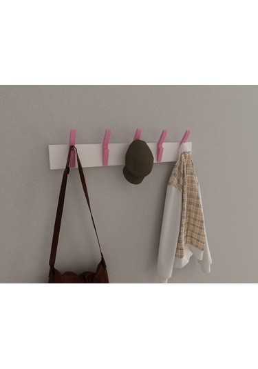 Hepsi3boyutlu Modern Duvar & Kapı Kanca Askılık - 5 Adet Pembe Kanca Askılık - Model No : 3 Pembe