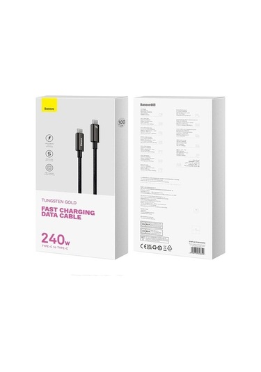 Zyzqstore 3 Metrelik Tungsten Serisi Gold Baseus 240w Hızlı Type-c To Type-c Şarj Kablo, Pazly Veri Uzunluk:3m, Hızlı充電 İçin İd