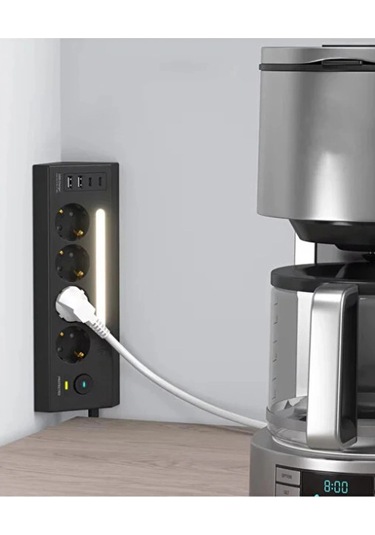 Lp764 Çoklu Gece Lambalı Priz Yüksek Gerilim Korumalı 4 Lü Priz 2xusb 2xtype-c Çıkışlı Grup Priz Çoğ 1