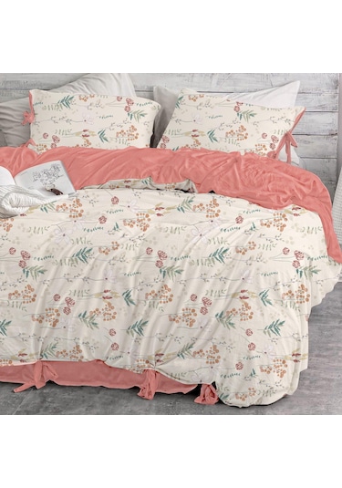 Bağcıklı %100 Pamuk Çift Kişilik Nevresim Takımı- Kır Esintisi 1