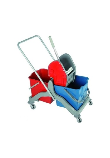 Safell Temizlik Arabası Plastik Çift Kovalı Lüx Presli Temizlik Seti