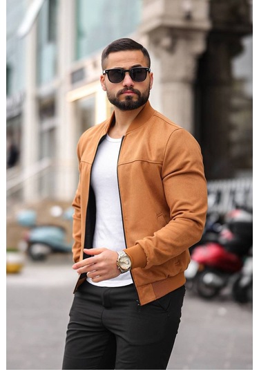 Unisex Süet Kolej Ceket - Günlük Ve Spor Kombinlerin Vazgeçilmezi Taba Süet