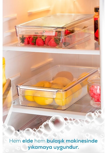 Vienev 3'lü 8 L Kapaklı Maxi Buzdolabı Dolapiçi Düzenleyici Organizer