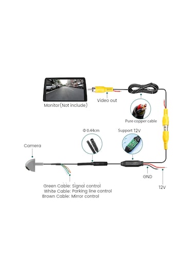 Xindoker Oto Geri Görüş Kamerası Ahd 1080p 170 Geniş Açı - 360 Ayarlanabilir - Gece Görüşü - Ip68 Su Geçirmez - Gümüş - Cvbs/ahd Seçenekli