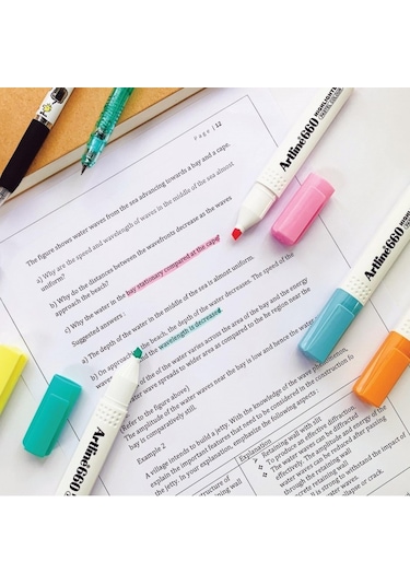 Artline 660 Pastel Seri Fosforlu Kalem Seti 6'lı Çok Renkli