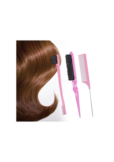 Suntek 3 Parçalı Kenar Ve Arka Bakım Fırçası Seti Pembe