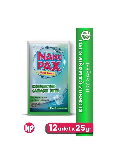 Klorsuz Çamaşır Suyu Toz Temizlik Saşesi 12 Adet X 25gr 12'li Set