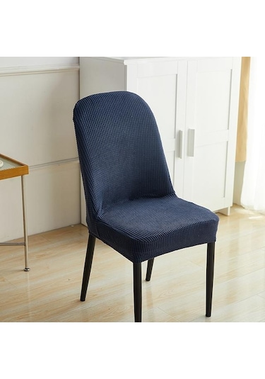 Lacivert 1/2/4/6 Adet Jakarlı Kavisli Sandalye Kılıfı Ofis Koltuğu Klozet Kapağı M Yıkanabilir Toz Geçirmez Koltuk Örtüsü 56658380