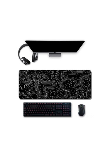 Reedark Profesyonel Oyuncu Mouse Padı 80x30cm Beyaz Desenli 3mm Kalınlıkli Dayanıklı Ofis Ve Oyun Masası Kilifi Diğer