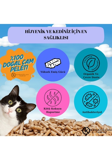 %100 Doğal Çam Peleti Kedi Kumu 10 Kg