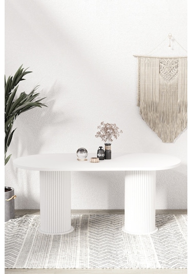 Avvio Kiev Ptt Lake Mdf Beyaz Ayakli 80x140 Mutfak Masasi Yemek Masasi Beyaz