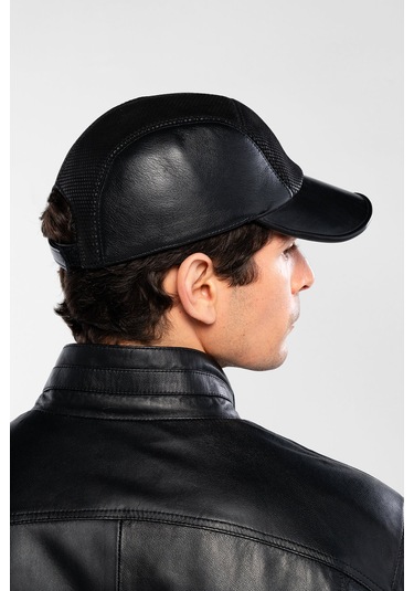 Tamer Tanca Erkek Hakiki Deri Siyah Beyzbol Şapka 524 1138 Spk Sk24-25 Sıyah Dr/bsk Siyah