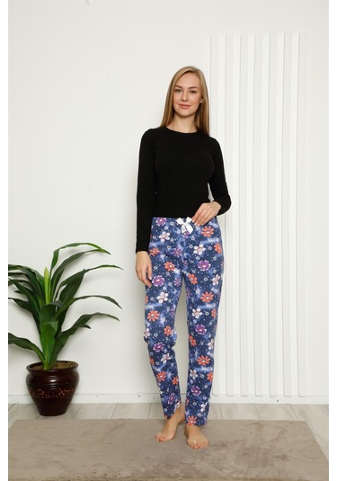 Akbeniz Kadın Pamuklu Alt Pijama 27391 - M Lacivert