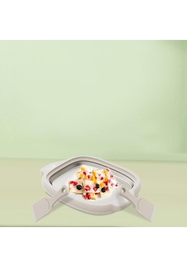 Besthome1 304 Paslanmaz Çok Amaçlı Dondurma Yoğurt Makinesi, Karıştırmalı Tencere, Sarı Renk Sarı