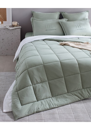 Madame Coco Bobigny Çift Kişilik Pamuklu Supersoft Comforter Set - Mint Yeşili Yeşil