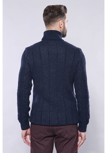 Wessi Desenli Balıkçı Yaka Triko - Lacivert