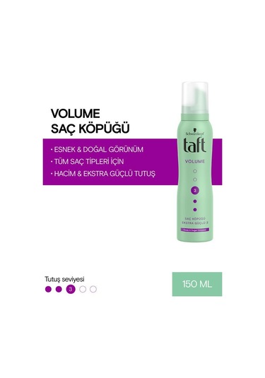 Taft True Volume Esnek Hacim Veren Ekstra Güçlü Saç Köpüğü 150 ML