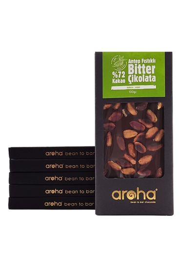 %72 Kakao Antep Fıstıklı Bitter Çikolata 100 G X 6 Adet