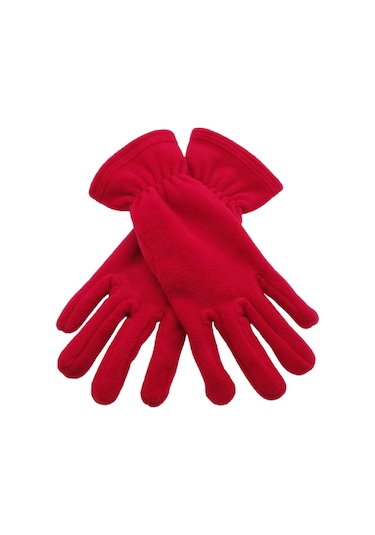 Kadın Kışlık Kırmızı Termal Polar Eldiven - Polar Bere 2'li Set Kırmızı
