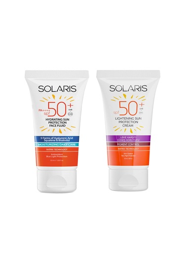 Solaris Günlük Nemlendirici Yüz Güneş Kremi SPF50+ 50 ML + Leke Karşıtı Koruyucu Güneş Kremi SPF50+ 50 ML