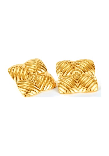 Sones Opk Ge939 1 Çift Vintage Paslanmaz Çelik Geometrik Çizgili Küpe Çok Renkli