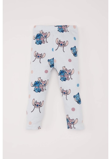 DeFacto Kız Bebek Pijama Takımı Disney Lilo & Stitch Bisiklet Yaka Uzun Kollu Fitilli Kaşkorse Üst Beli Lastikli Uzun Alt D5373A524WNBE61 Mavi