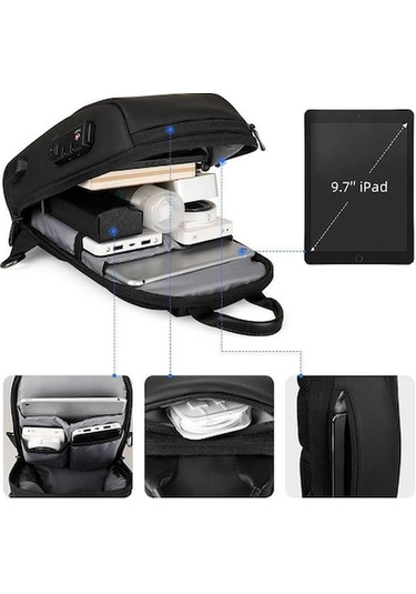 Wenlin Crypto Mr-7039 Kilitli Usb Şarj Portlu Omuz Çantası - Güvenli Ve Şık 03