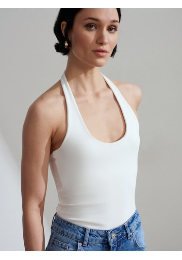 Dilvin 21052 Halter Yaka Top-ekru Ekru
