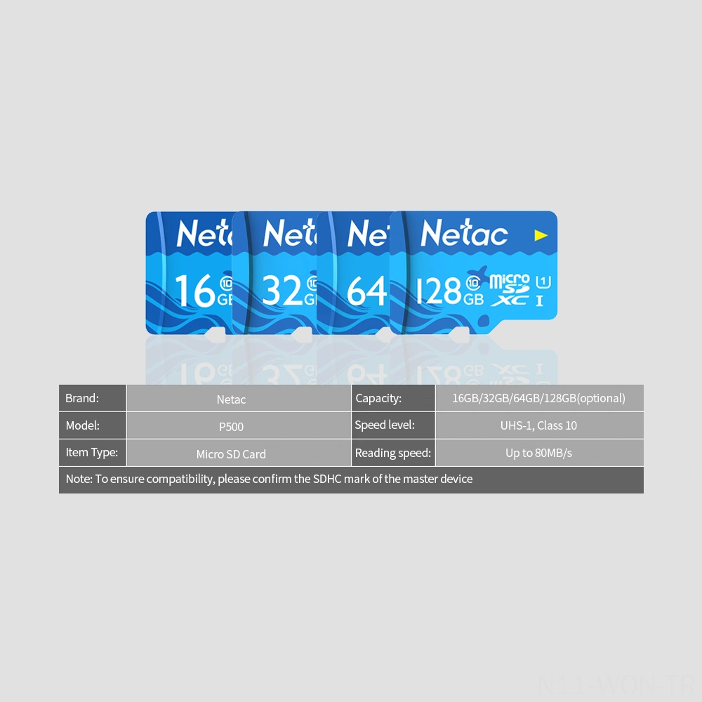 Neevoyu Netac P500 16gb Mikro Sd Kartı - Uhs-1 Class10, 80mb/s Hızlı Okuma, Kameralar Ve Araç Kaydedicileri İçin Dayanıklı Hafıza Kartı