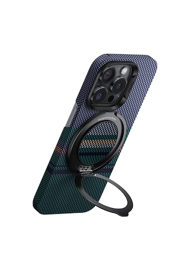 Benks Magnetik Özellikli 360 Derece Dönebilen Aurora Green Kevlar Tasarımlı Parmak Ring Stand Siyah