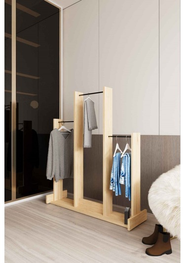 Decormet Salvitor 3lü Elbise Askısı Safir Meşe Çok Renkli