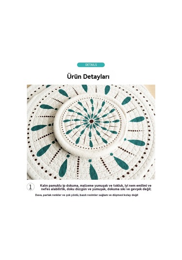 Japon Tarzı Baskılı Pamuk İp Yalıtım Pedi Yeşil