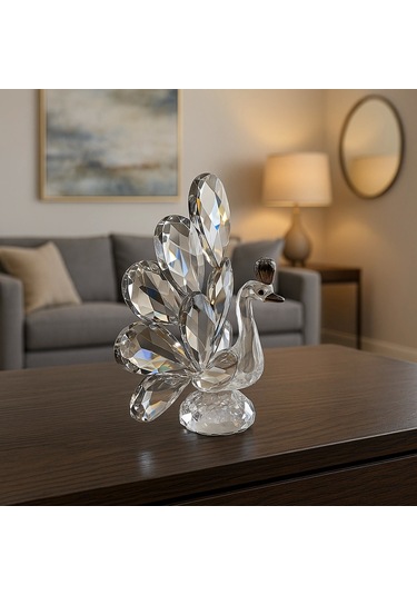 Gümüş Tavus Kuşu Kristal Cam Kb 9x12