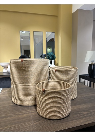 Rover Çok Amaçlı Düzenleyici Sepet, Saksılık, Organizer 3'lü Set Hasır