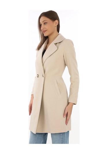 Kadın Kaşe Kaban Siyah Yünlü Dokuma, Kruvaze Yaka, Astarlı, Cepli, Kuşaklı Uzun Boy Tesettür Uyuml Bej Kadın Kaşe Kaban Siyah Yünlü Dokuma, Kruvaze Yaka, Astarlı, Cepli, Kuşaklı Uzun Boy Tesettür Uyuml Bej