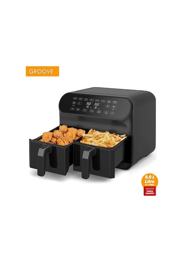 Groove MAX PLUS XXL 1800W 4 LT + 4 LT 8 LT Çift Hazneli Smart Airfryer