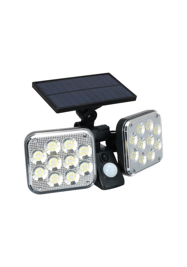 Dış Mekan Güneş Enerjili Duvar Lambası, 120 Led, İnsan Algılama, 3 Aydınlatma Modu, Ip65 Su Geçirmez, 1500mah Batarya Siyah Siyah