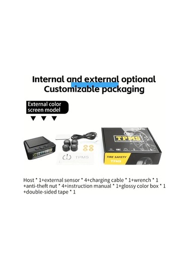 Boatshop1 Ynf Solar Tpms Siyah Gercek Zamanli Lastik Basinc Sicaklik Monitoru 4 Harici Sensor Usb Sarj
