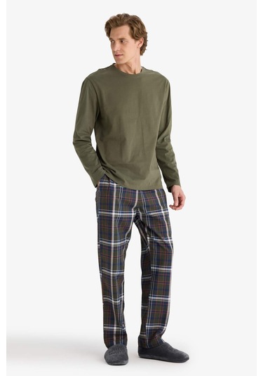 Defacto Pijama Takımı Regular Fit Uzun Kollu Üst Kareli Uzun Alt B2450ax25wnkh438 Haki-kh438 Defacto Pijama Takımı Regular Fit Uzun Kollu Üst Kareli Uzun Alt B2450ax25wnkh438 Haki-kh438