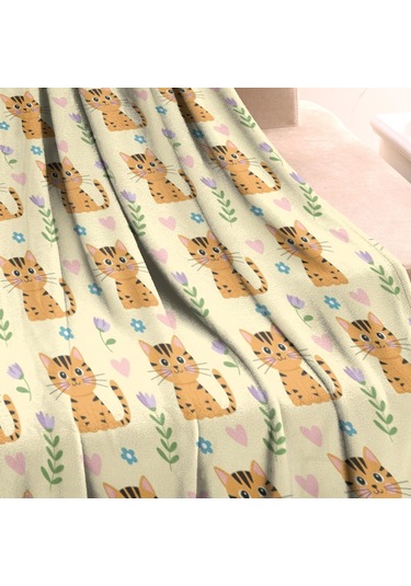 Cat Desenli 30x40 İnç Flanel Polar Battaniye, Yumuşak, Kalın, Tüm Mevsimler-a23 Cat Floral Heart