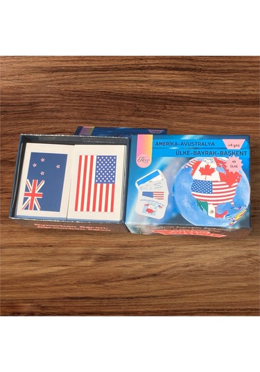 Amerika-avustralya Ülkeleri-harita-bayrak-başkent Kartları