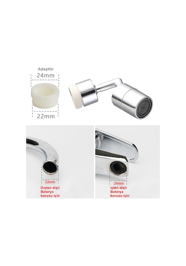 720 Derece Dönebilen 4 Filtreli Tasarruflu Mutfak Musluk Lavabo Başlığı