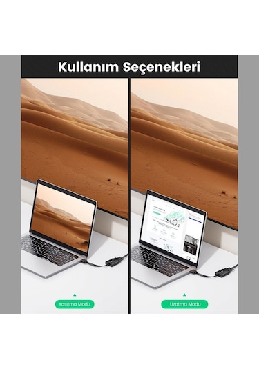 Ugreen Flat Kablolu Hdmı - Vga Aux Dönüştürücü 25 Cm, Siyah, 40248