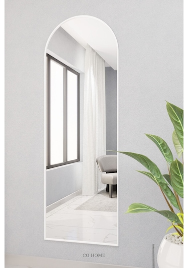 Dekoratif Ayna Oval Boy Ayna Duvar Aynası 180x60 Cm 180 X 60 Beyaz 18061806777 Beyaz