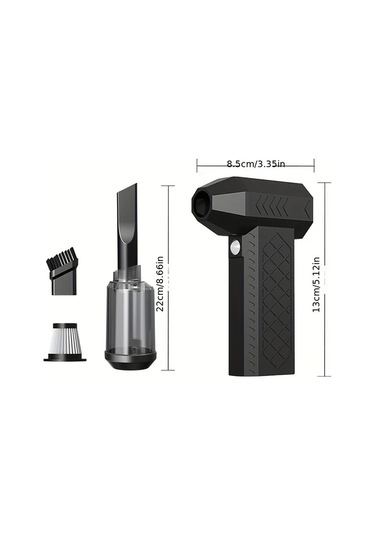 Honeybeeshop Siyah Elektrikli Hava Ufleyici 130000rpm Super Guclu Kablosuz Sarj Edilebilir Fircasiz Motorlu 3 Kademeli Toz Ufleyici Bilgisayar Klavye Ve Dis Mekanlar Icin