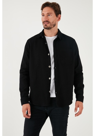 Buratti Pamuklu Tek Cepli Regular Fit Erkek Gömlek Cf25W129140 Siyah